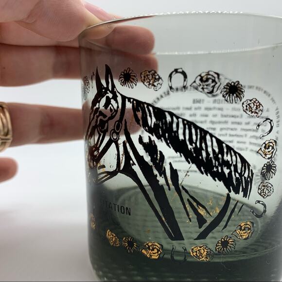 MCM Race Horse Whisky Short Drinking Glass -CITATION- triple crown Belmont 1948 - Picture 6 of 11